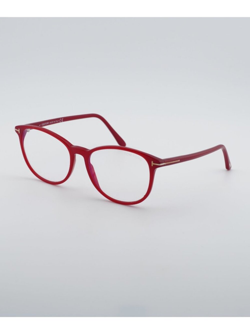 Tom Ford FT5810-B 074 Eyeglasses Red 53mm Round Frame, Blue Light Block